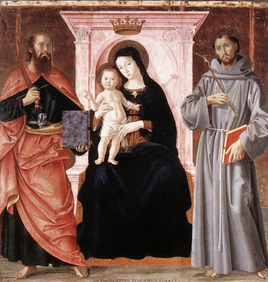 ANTONIAZZO ROMANO Madonna Enthroned with the Infant Christ and Saints jj